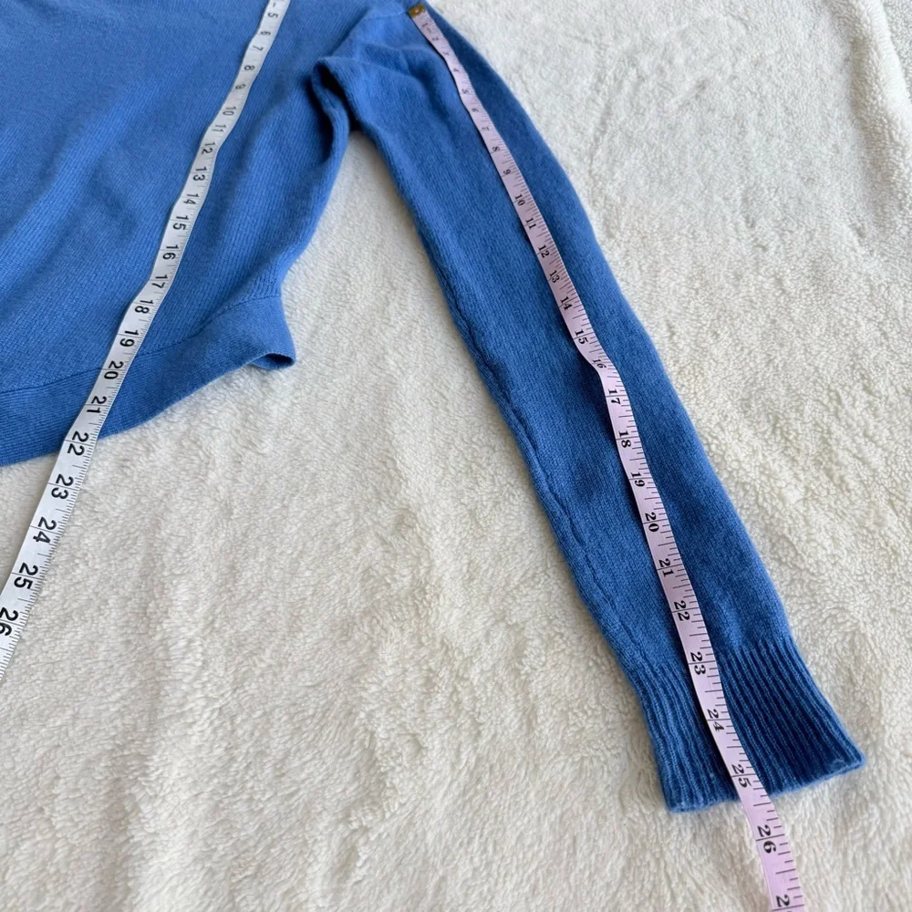 Tibi Cashmere Blue Long Sleeve Asymmetric Crewneck Sweater XS